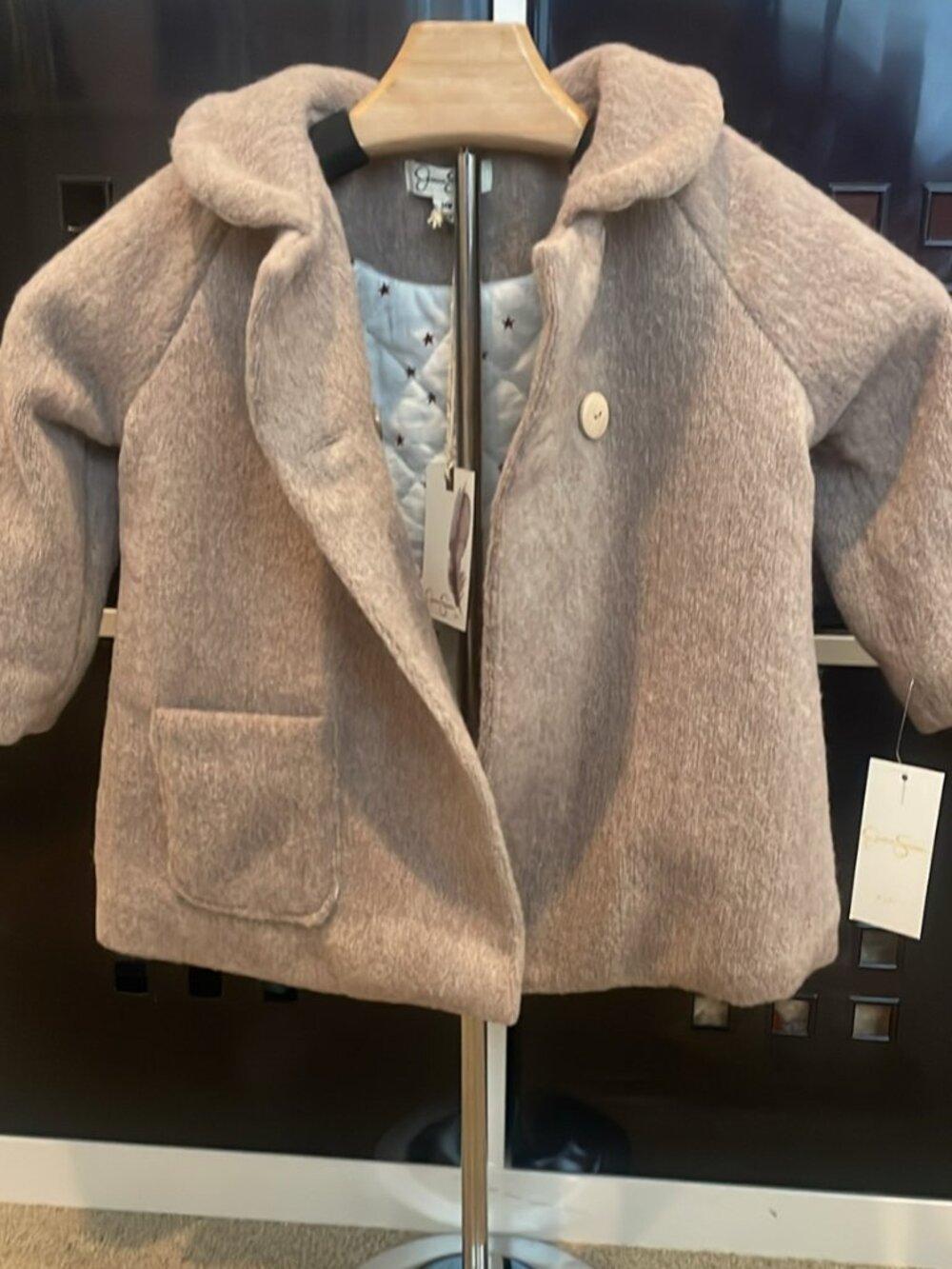 NWT Jessica Simpson Baby Girls Plush Knit Coat Jacket – Brown – 24M